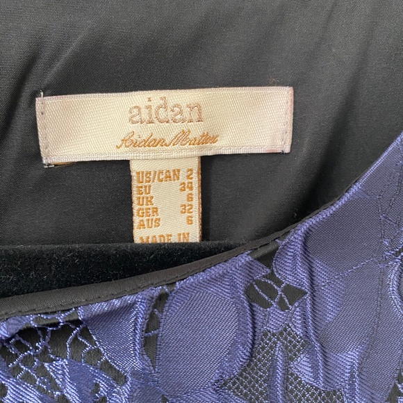 Aidan Mattox Navy Jacquard Cocktail Mini Dress - Picture 4 of 6